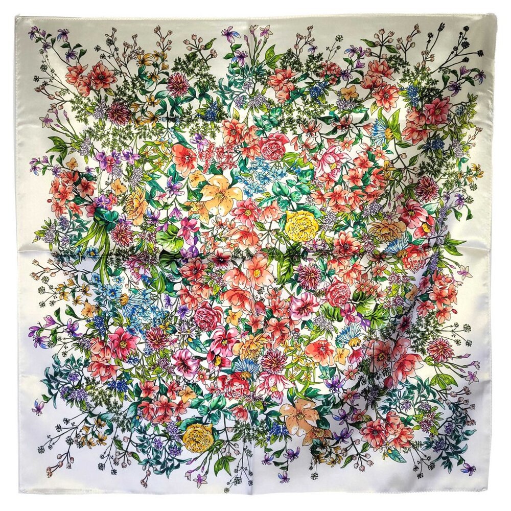 NWT Genuine 100% Mulberry Silk Satin Scarf 25"x25" Medium Square Shawl 57541 - Picture 8 of 8